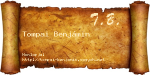 Tompai Benjámin névjegykártya
